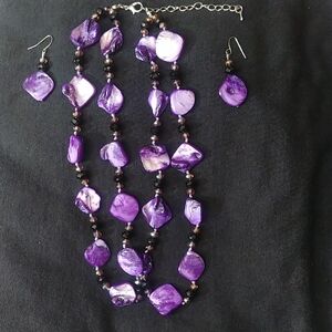 Purple Stone Necklace & Earrings